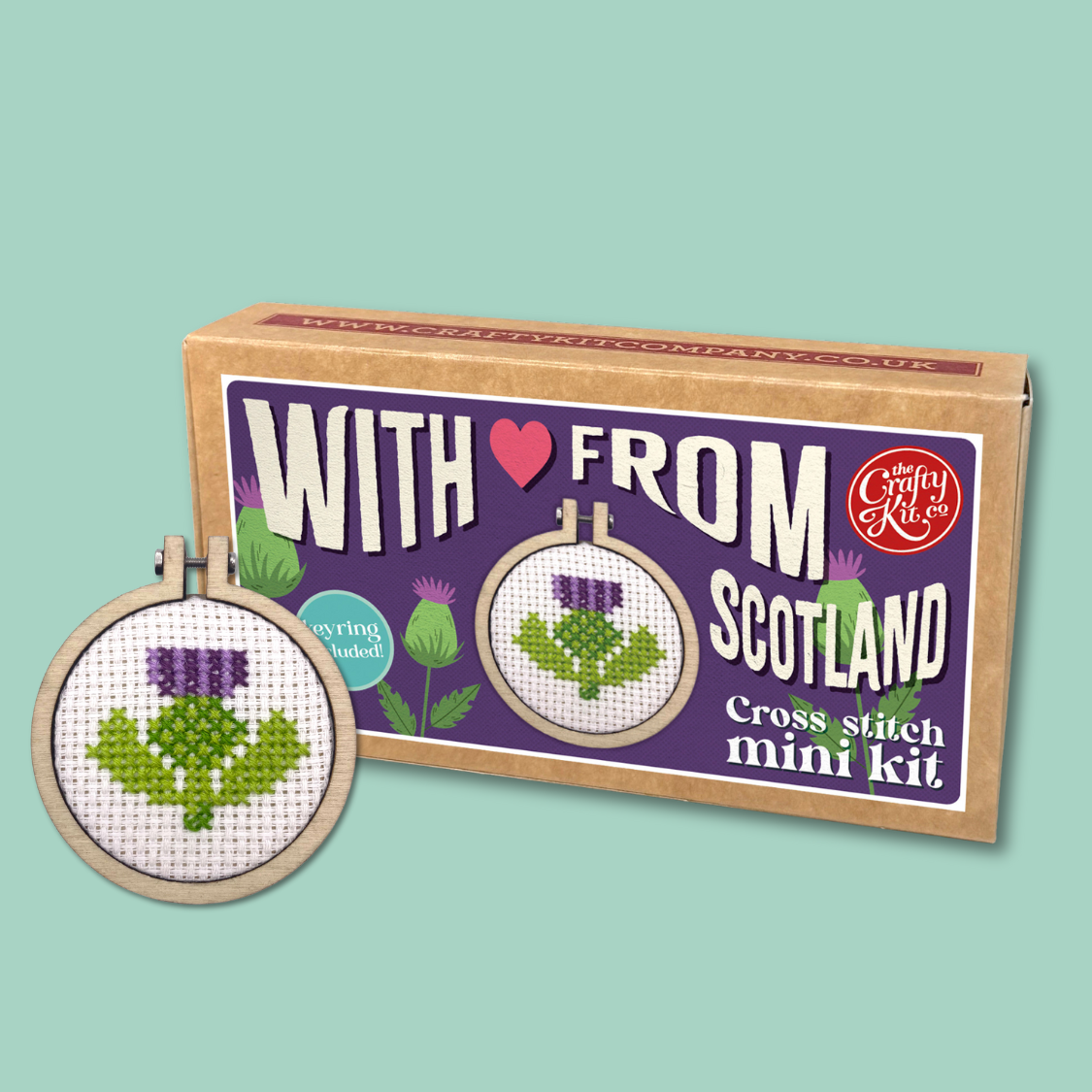 Love from Scotland (Thistle) Mini Matchbox Cross Stitch Kit