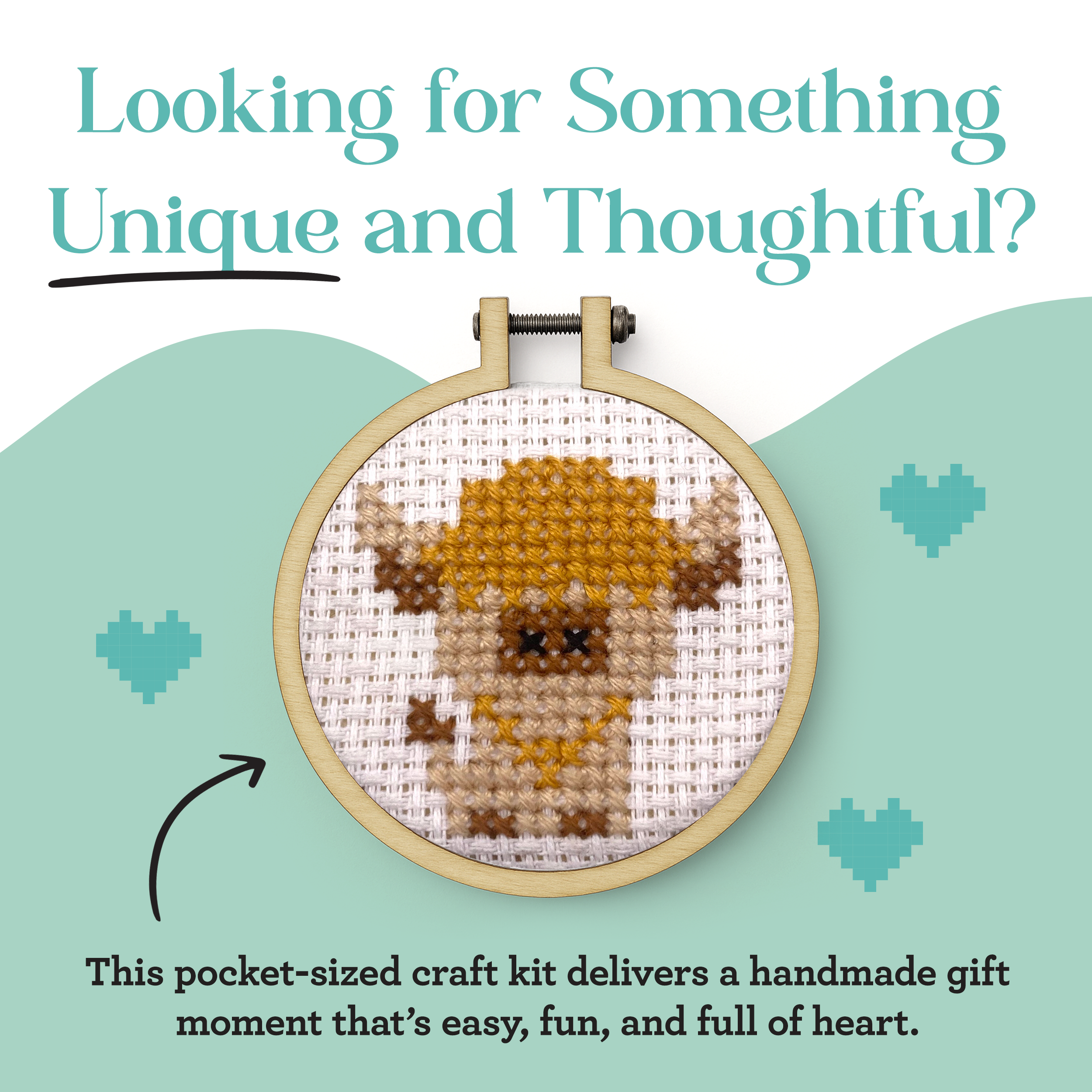 Love from Edinburgh (Cow) Mini Matchbox Cross Stitch Kit