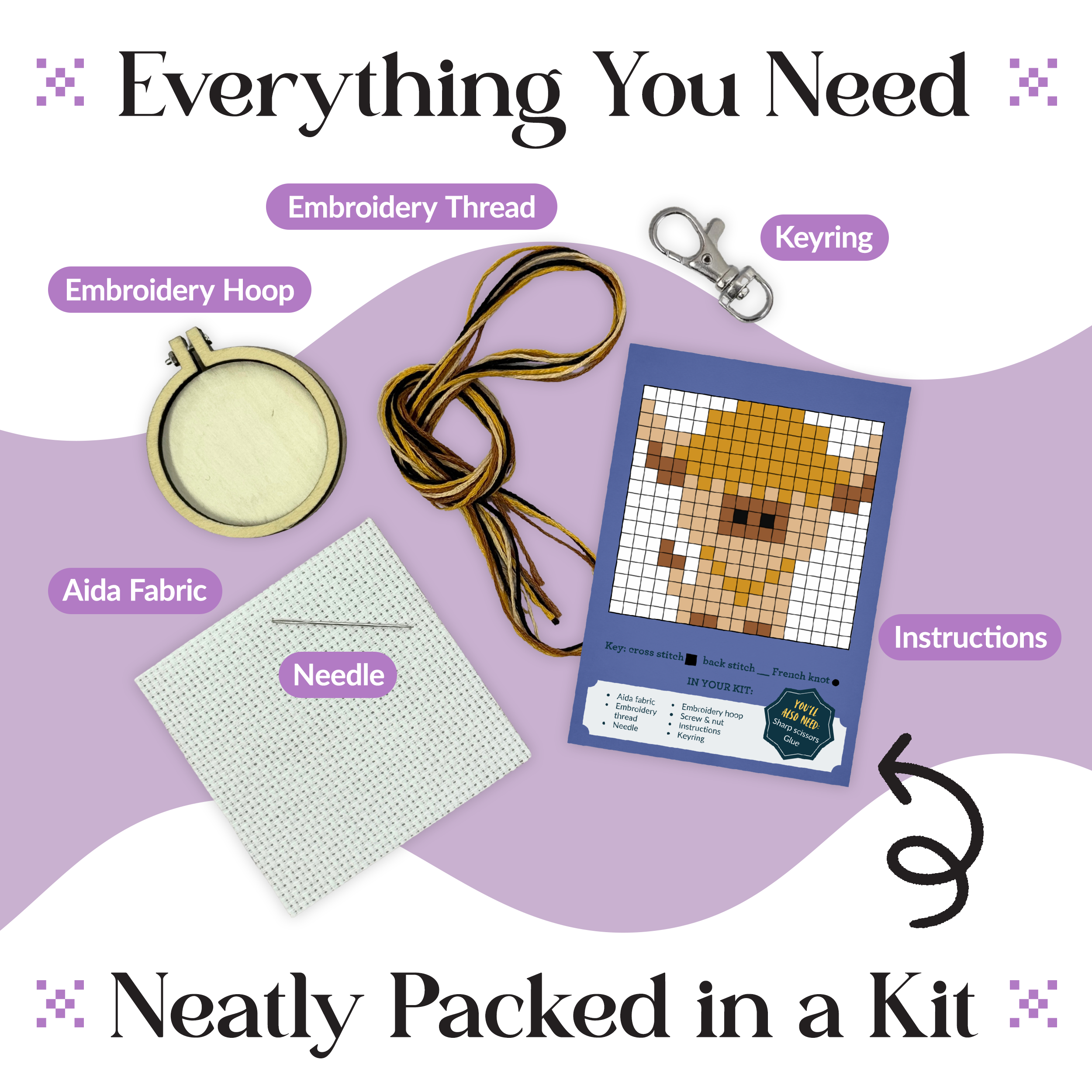 Love from Edinburgh (Cow) Mini Matchbox Cross Stitch Kit